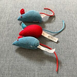 Three Well-Loved Cat Mouse Toys